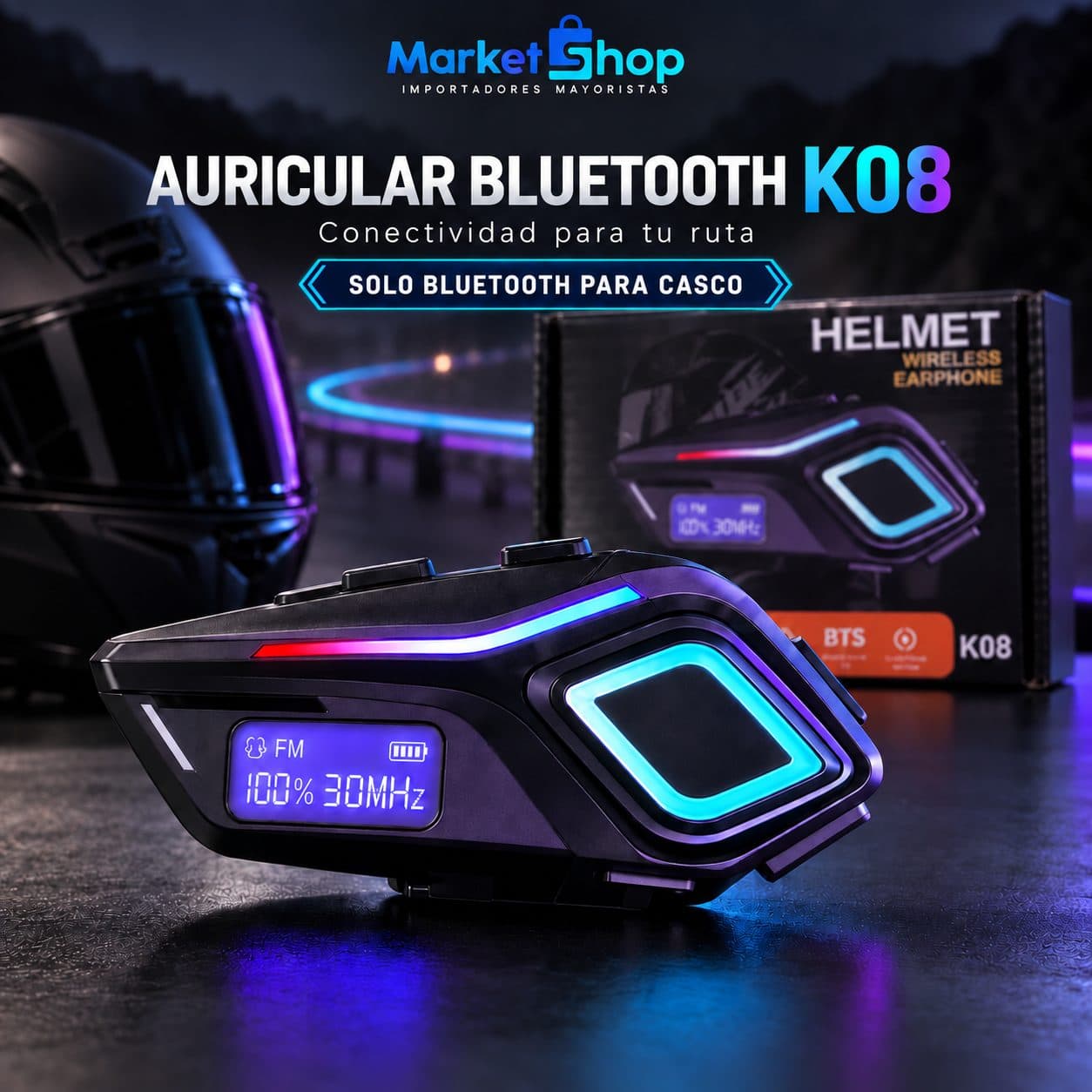 AURICULAR BLUETOOTH K08 PARA CASCO